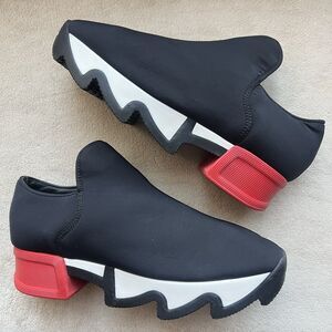 IRI NY Black Neoprene Sneakers Red Black White Wavy Sole Women EU 40.5 US 10.5 W